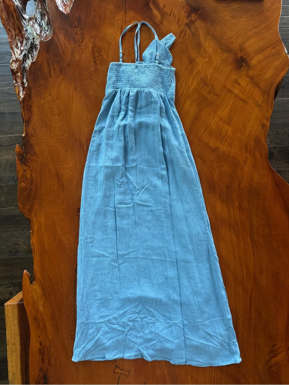 Faithfull the Brand Verona Textured Light Blue Knot-Front Maxi Dress NWT - Picture 3 of 7